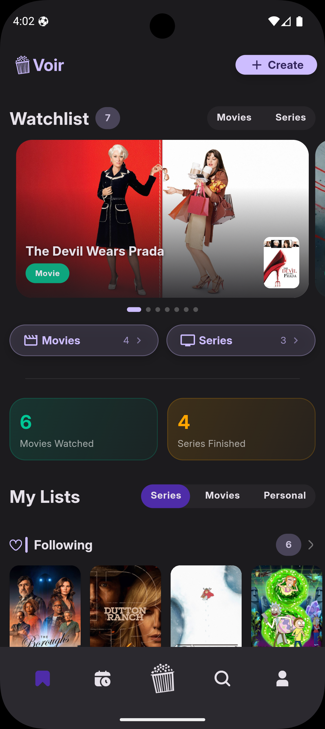Personal List Screen